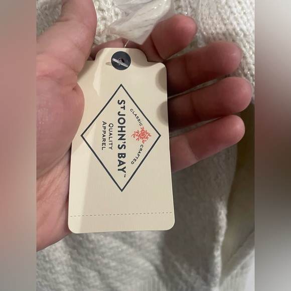 St. John’s Bay Women’s Crew Neck Metallic Knit Sweater Size Small Cream Color. - Picture 8 of 11